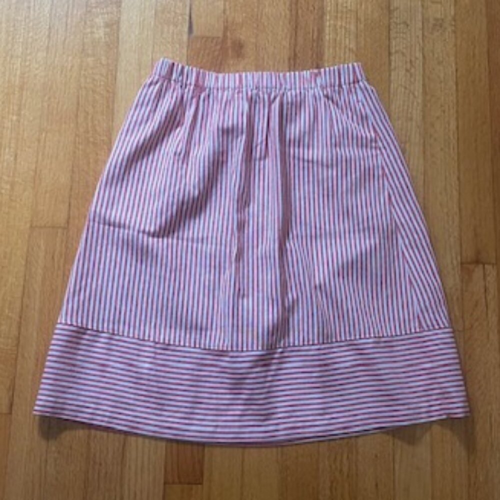J.Crew Factory striped cotton-linen midi skirt